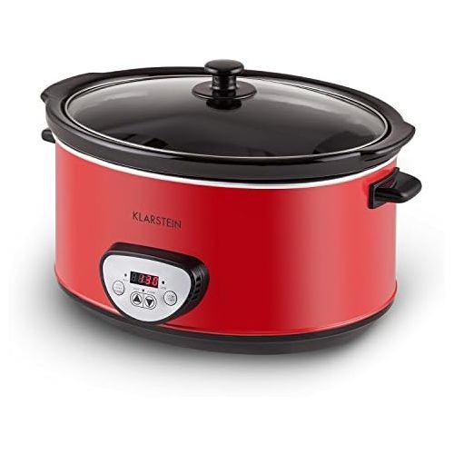  [아마존베스트]Klarstein Banquet Slow Cooker, Slow Cooker, 6.5 Litres, 320 Watt Heating Element, Adjustable Timer, Control Panel with Digital Display, Ceramic Inner Pot, Glass Lid, Warming Functi