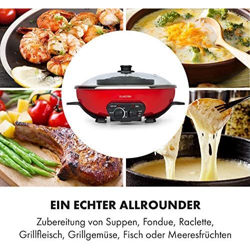  [아마존베스트]Klarstein Szechuan - Hot Pot and Grill Plate, Volume: 5 litres, hot pot: 1350 Watt / 38 cm diameter, grill plate: 600 Watt / 22 cm diameter, aluminium heating element, separately a