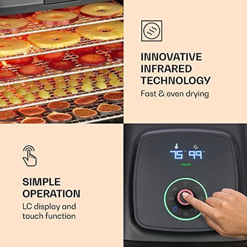  [아마존베스트]Klarstein Florida Jerky 500 W Infi Red LCD Display 4 Programmes for Fruit, Meat, Vegetables and Yoghurt Includes 5 Stainless Steel Mesh Trays Air Filtering Black