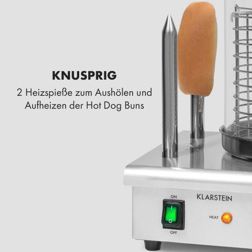  [아마존베스트]Klarstein Pro Wurstfabrik 450 Professional Hot Dog Maker, 450 Watt, 30-100 °C, Glass Cylinder: Diameter 20 cm, Divided Stainless Steel Cage: Diameter 17 cm / 5 Litres, Stainless St