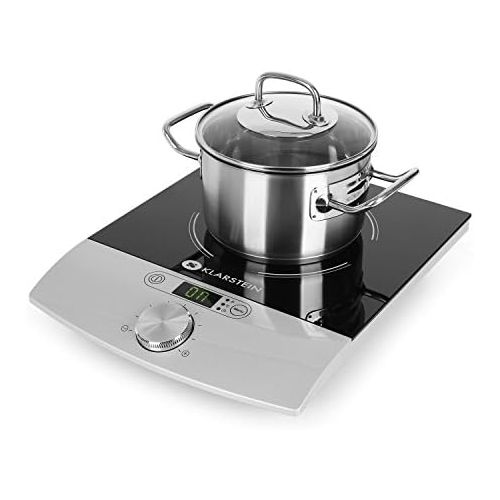  [아마존베스트]Klarstein VariCook Single Hob, Single Induction Hob, 1800 Watt, 240 °C, 10 Adjustable Power Levels, Glass Surface, Timer, Touch Surface Control, Black/Silver