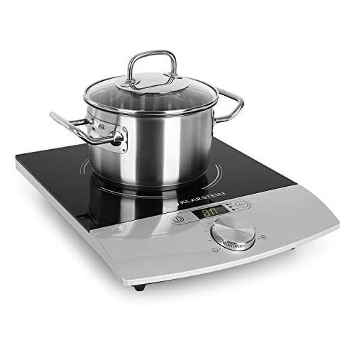  [아마존베스트]Klarstein VariCook Single Hob, Single Induction Hob, 1800 Watt, 240 °C, 10 Adjustable Power Levels, Glass Surface, Timer, Touch Surface Control, Black/Silver