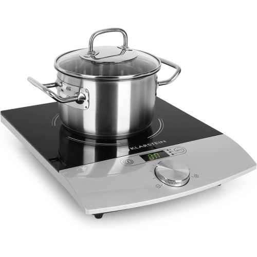  [아마존베스트]Klarstein VariCook Single Hob, Single Induction Hob, 1800 Watt, 240 °C, 10 Adjustable Power Levels, Glass Surface, Timer, Touch Surface Control, Black/Silver