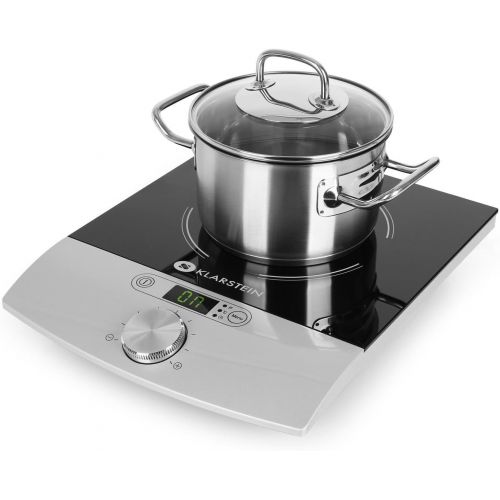  [아마존베스트]Klarstein VariCook Single Hob, Single Induction Hob, 1800 Watt, 240 °C, 10 Adjustable Power Levels, Glass Surface, Timer, Touch Surface Control, Black/Silver