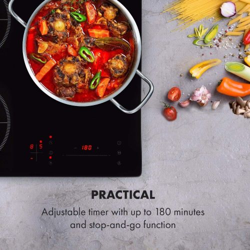  [아마존베스트]Klarstein TrinityCook Hybrid Combination Hob Induction Ceramic Hob Freestanding 3400 Watt Touch Control 3 Cooking Zones Timer 9 Levels 60 to 240 °C Overheat Protection Black