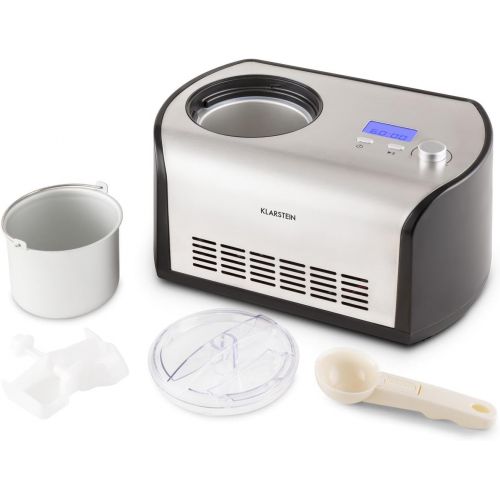  [아마존베스트]Klarstein Snow Berry & Choc Ice Cream Ice Cream Machine Ice Machine Stainless Steel with Pad for 1.2Litres of Ice in 30MinutesAir Compressor with Cooling Function + Recipes fo