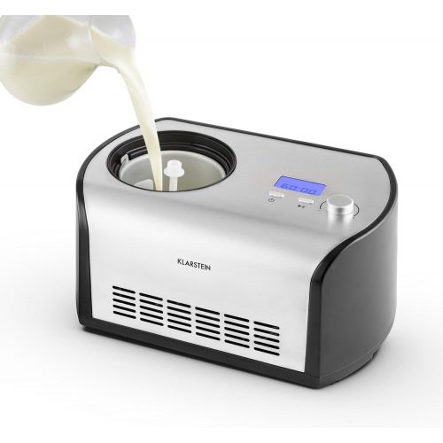  [아마존베스트]Klarstein Snow Berry & Choc Ice Cream Ice Cream Machine Ice Machine Stainless Steel with Pad for 1.2Litres of Ice in 30MinutesAir Compressor with Cooling Function + Recipes fo