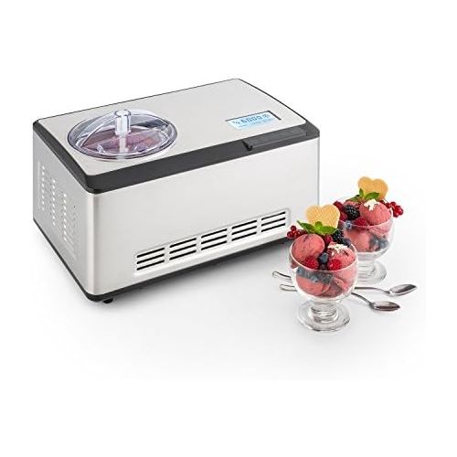  [아마존베스트]Klarstein Dolce Bacio Ice Cream Maker Compression Ice Cream Machine Also for Sorbet, Frozen Yogurt (2 Litres, 180 Watt, Timer, LCD Display, Touch, Cooling Function, Stainless Steel