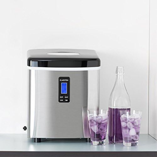  [아마존베스트]Klarstein Mr. Black Frost Ice Maker (150W, 3.3L Water Tank, 15KG Ice per Day & 3 Ice Cube Sizes) - Black/Stainless Steel