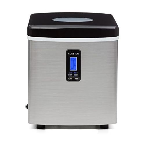  [아마존베스트]Klarstein Mr. Black Frost Ice Maker (150W, 3.3L Water Tank, 15KG Ice per Day & 3 Ice Cube Sizes) - Black/Stainless Steel