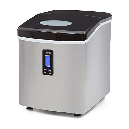  [아마존베스트]Klarstein Mr. Black Frost Ice Maker (150W, 3.3L Water Tank, 15KG Ice per Day & 3 Ice Cube Sizes) - Black/Stainless Steel