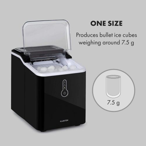  [아마존베스트]Klarstein Chillout Ice Cube Maker 12 kg Ice per Day Production Cycle 8 min Water Tank 1.5 L Ice Maker without Water Connection with Ice Scoop Icemaker Mini Bar Black