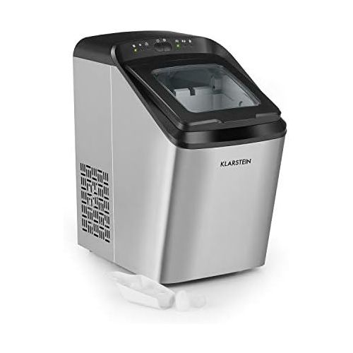  [아마존베스트]Klarstein Partytime Ice Cube Machine 15 kg / 24 h 2 Ice Cube Sizes: S & L, Production Time Only 7 Minutes, 2.9 Litre Water Tank, LC Display, Timer, Self-Cleaning Function, Stainles