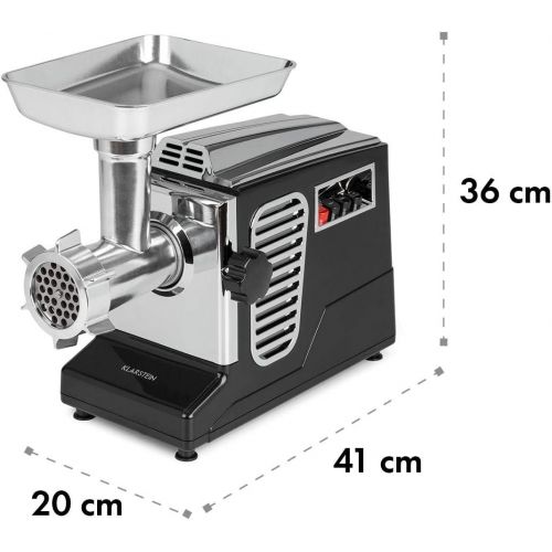  [아마존베스트]Klarstein Powerprotz electric meat grinder, power: 700 watts, blocking power: 1800 watts, copper motor, 2 speeds and return, aluminium shell, stainless steel blade, black/silver.