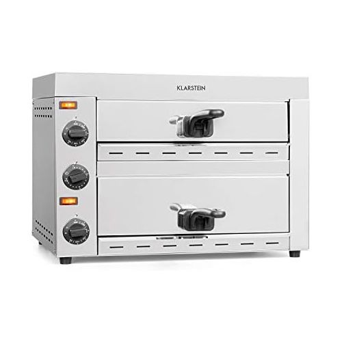  [아마존베스트]Klarstein Vesuvio II Pro Pizza Oven Gastro 2260 Watt 2 Chambers 360 x 330 mm Baking Surface, Temperature up to 300 °C, Crumb Drawers, Stainless Steel, Pizza Oven, for Bread and Bak