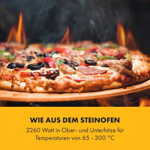  [아마존베스트]Klarstein Vesuvio II Pro Pizza Oven Gastro 2260 Watt 2 Chambers 360 x 330 mm Baking Surface, Temperature up to 300 °C, Crumb Drawers, Stainless Steel, Pizza Oven, for Bread and Bak