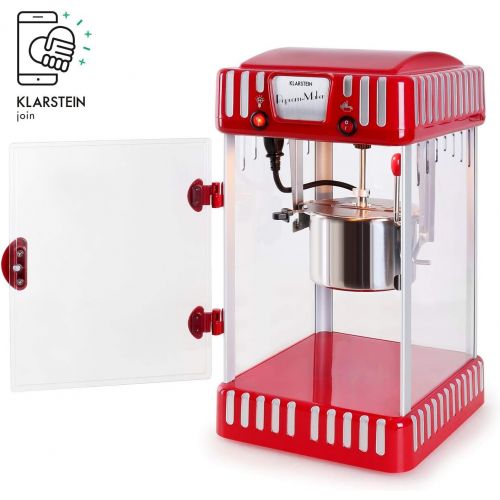  [아마존베스트]Klarstein Volcano Popcorn Maker, Retro Design, 300 Watt, Stainless Steel Pot, Interior Lighting, Approx. 60 L/H, Red