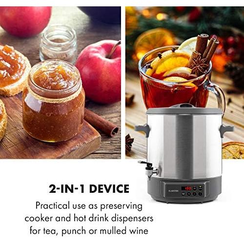  [아마존베스트]Klarstein Lady Marmalade Automatic Preserving Pot, Hot Drink Dispenser, 27 Litres, 1800 Watt, 30-100 °C, Timer, Keep Warm, Overheating Protection, Brushed Stainless Steel