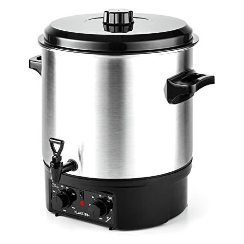  [아마존베스트]Klarstein Biggie Automatic Preserving Pot, Canning Pot, Mulled Wine Machine, Electric, Capacity: 27 Litres, 2000 Watt, Adjustable Temperature, Timer up to 120 Minutes, Silver