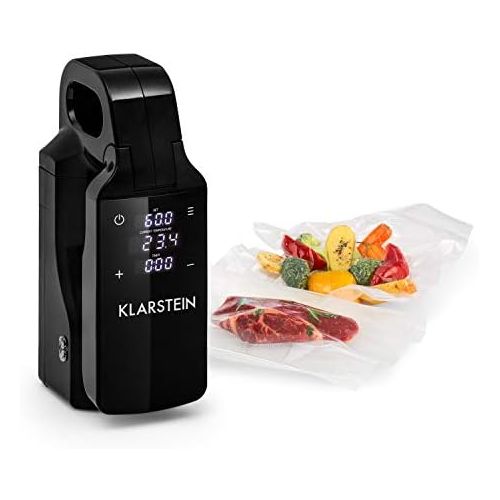  [아마존베스트]Klarstein Quickstick Free Sous Vide Stick  Temperature Range: 0-95 °C, Precision: +/- 0.3 °C, LCD Touch Display, 60 Minute Timer, for Pots up to 10 Litres, IPX7 Waterproof, Black