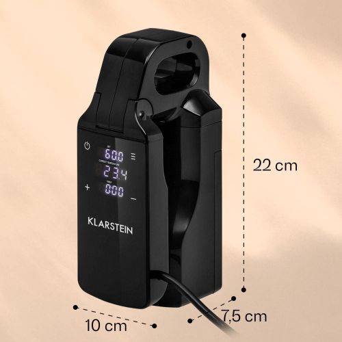  [아마존베스트]Klarstein Quickstick Free Sous Vide Stick  Temperature Range: 0-95 °C, Precision: +/- 0.3 °C, LCD Touch Display, 60 Minute Timer, for Pots up to 10 Litres, IPX7 Waterproof, Black