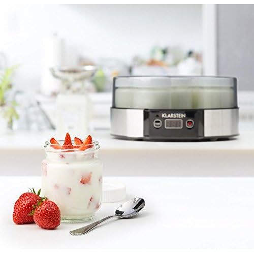  [아마존베스트]Klarstein Milky Yoghurt Maker; Yoghurt Maker Easy to Use; Easy to Clean 7x 190Ml  Genuine Glass Container with Adjustable Timer Up to 14H Automatic Shut Off Frame Screw Lid Stai