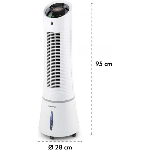  [아마존베스트]-Service-Informationen Klarstein Skyscraper Ice 4-in-1 Mobile Air Conditioner: Air Cooler, Fan, Humidifier & Air Purifier, 210 m³/h, Water Tank: 6L, 30 Watt, Oscillation, Ioniser, Timer, Remote Control,
