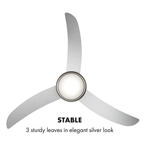  [아마존베스트]Klarstein El Paso Ceiling Fan - 2-in-1: Fan & Ceiling Light, Diameter: 132 cm, 3 Blades, Air Flow Rate: 10.344 m³/h, 3 Speed Settings., silver