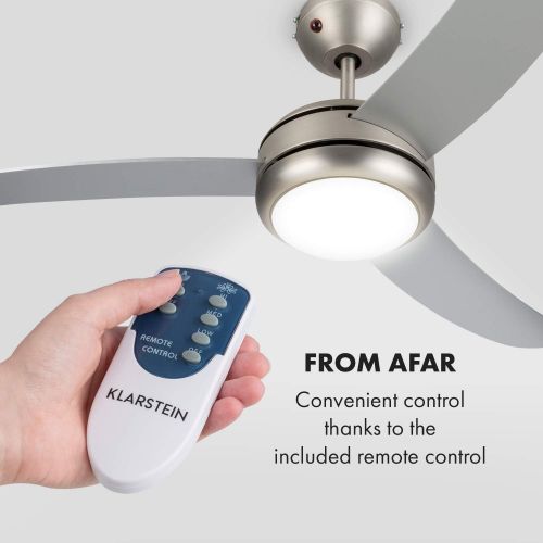  [아마존베스트]Klarstein El Paso Ceiling Fan - 2-in-1: Fan & Ceiling Light, Diameter: 132 cm, 3 Blades, Air Flow Rate: 10.344 m³/h, 3 Speed Settings., silver