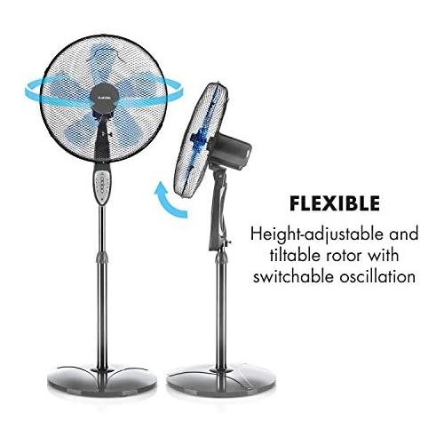  [아마존베스트]Klarstein Summerjam Floor Fan, Rotor: Diameter 41 cm, 50 W, 3 Speeds, Air Flow Rate: 4150 m³/h, Oscillation: 80°, Timer, Remote Control, Height Adjustable, Black