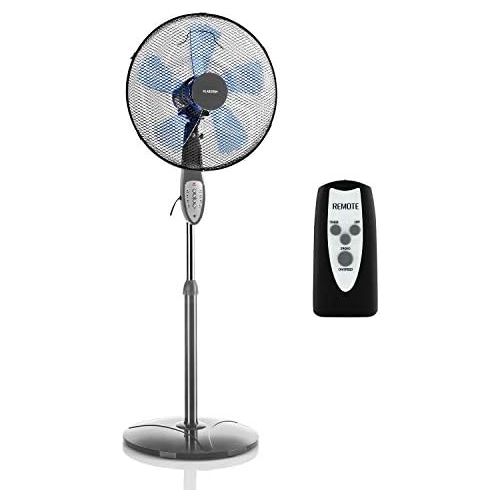  [아마존베스트]Klarstein Summerjam Floor Fan, Rotor: Diameter 41 cm, 50 W, 3 Speeds, Air Flow Rate: 4150 m³/h, Oscillation: 80°, Timer, Remote Control, Height Adjustable, Black