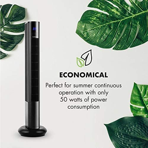  Klarstein Skyscraper 3G Column Fan Floor Fan 48W Air Flow 1,633 m³/h Touch Remote Control 3 Speed Levels Timer 3 Operating Modes Quiet Space Saving Tower Design Black