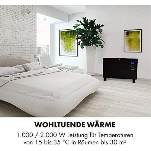  [아마존베스트]Klarstein Norderney Convection Heater - Glass Convection Heater - 15 - 35°C - Electric Heater with Intelligent Thermostat, Touch LCD Display, Eco Mode & Temperature Sensor