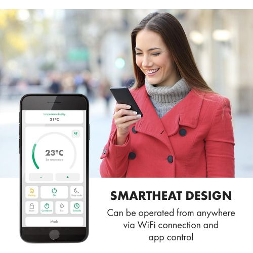  [아마존베스트]Klarstein Bornholm Smart Convection Heater 2000 W SmartHeat Design: WiFi Connection, LED Display, 24-hour Timer, 2 Heat Settings: 1000/2000 W, IP24: Splashproof, Remote Control, Pi