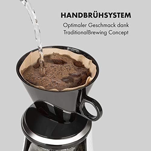  [아마존베스트]Klarstein Craft Coffee Filter Coffee Machine Coffee Maker (Hand Brewing Process, Pour Over, Gourmet Coffee, Scales, Timer, Glass Jug, Filter Attachment, 600 ml, Touch, LED Display,