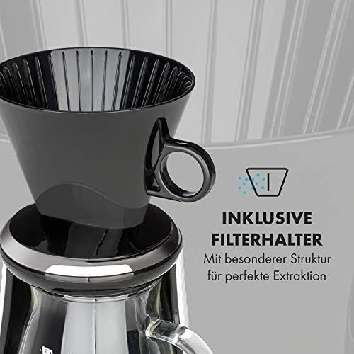  [아마존베스트]Klarstein Craft Coffee Filter Coffee Machine Coffee Maker (Hand Brewing Process, Pour Over, Gourmet Coffee, Scales, Timer, Glass Jug, Filter Attachment, 600 ml, Touch, LED Display,