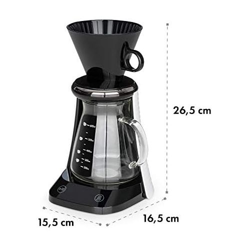  [아마존베스트]Klarstein Craft Coffee Filter Coffee Machine Coffee Maker (Hand Brewing Process, Pour Over, Gourmet Coffee, Scales, Timer, Glass Jug, Filter Attachment, 600 ml, Touch, LED Display,