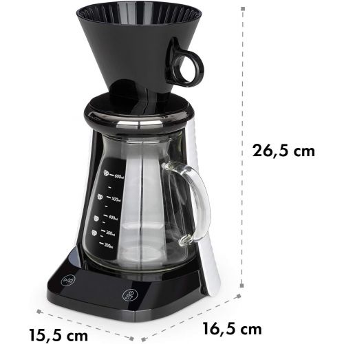  [아마존베스트]Klarstein Craft Coffee Filter Coffee Machine Coffee Maker (Hand Brewing Process, Pour Over, Gourmet Coffee, Scales, Timer, Glass Jug, Filter Attachment, 600 ml, Touch, LED Display,