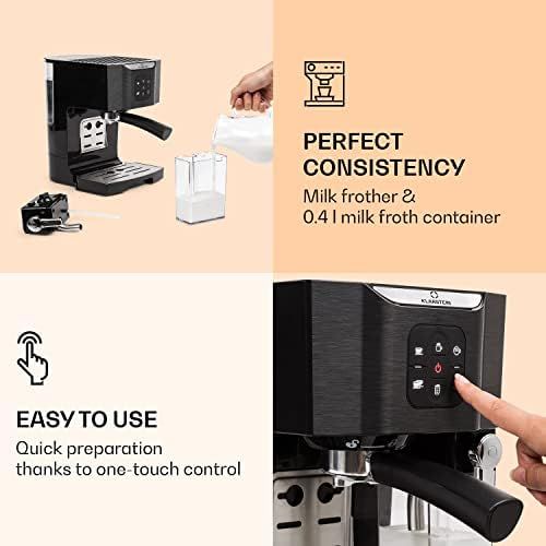  [아마존베스트]Klarstein BellaVita espresso machine with milk foam nozzle, 3-in-1 coffee machine, filter holder, 20 bar, 1450 watt, 1.4 litres, for cappuccino, espresso, latte macchiato