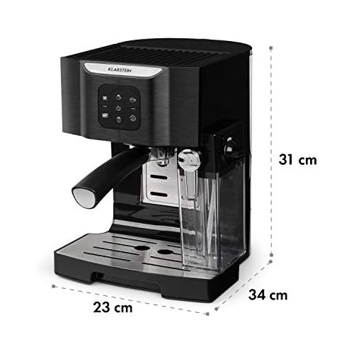  [아마존베스트]Klarstein BellaVita espresso machine with milk foam nozzle, 3-in-1 coffee machine, filter holder, 20 bar, 1450 watt, 1.4 litres, for cappuccino, espresso, latte macchiato