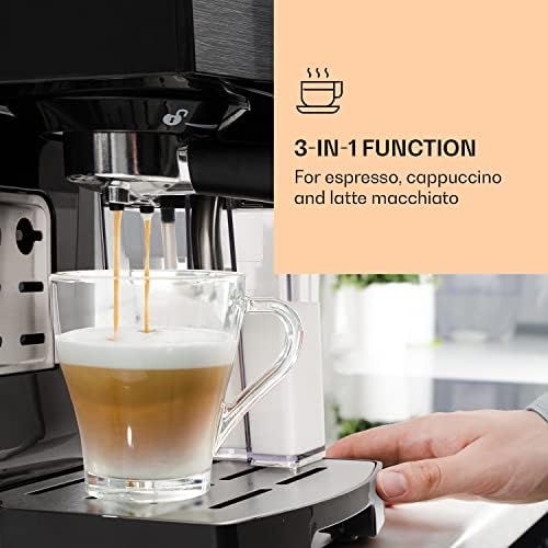  [아마존베스트]Klarstein BellaVita espresso machine with milk foam nozzle, 3-in-1 coffee machine, filter holder, 20 bar, 1450 watt, 1.4 litres, for cappuccino, espresso, latte macchiato