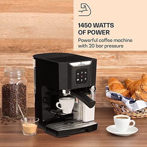  [아마존베스트]Klarstein BellaVita espresso machine with milk foam nozzle, 3-in-1 coffee machine, filter holder, 20 bar, 1450 watt, 1.4 litres, for cappuccino, espresso, latte macchiato