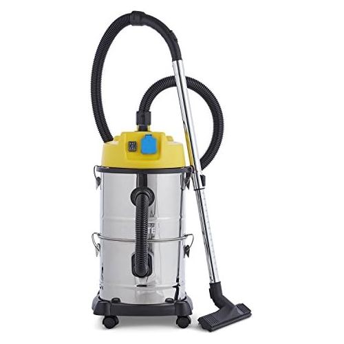  [아마존베스트]Klarstein Cleaning Room Industrial Vacuum Cleaner, Wet Vacuum Cleaner, Ash Vacuum Cleaner, Dry Vacuum Cleaner, 1800 Watt, Collection Filter, Blower Function, 30 Litre Stainless Ste