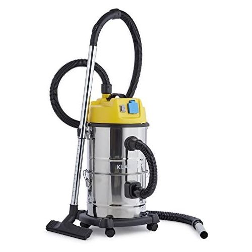  [아마존베스트]Klarstein Cleaning Room Industrial Vacuum Cleaner, Wet Vacuum Cleaner, Ash Vacuum Cleaner, Dry Vacuum Cleaner, 1800 Watt, Collection Filter, Blower Function, 30 Litre Stainless Ste