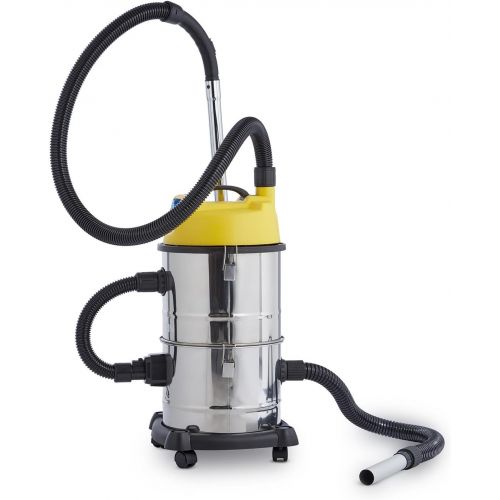  [아마존베스트]Klarstein Cleaning Room Industrial Vacuum Cleaner, Wet Vacuum Cleaner, Ash Vacuum Cleaner, Dry Vacuum Cleaner, 1800 Watt, Collection Filter, Blower Function, 30 Litre Stainless Ste