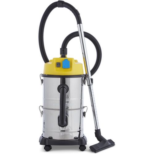  [아마존베스트]Klarstein Cleaning Room Industrial Vacuum Cleaner, Wet Vacuum Cleaner, Ash Vacuum Cleaner, Dry Vacuum Cleaner, 1800 Watt, Collection Filter, Blower Function, 30 Litre Stainless Ste