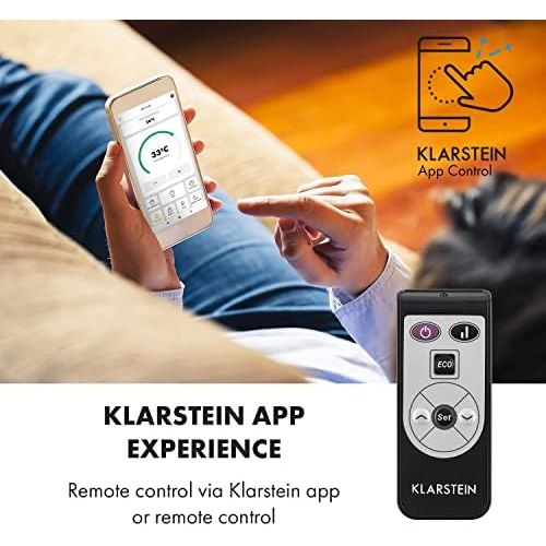  Klarstein Bornholm Single Smart Convection Heater, LED Display, Touch Display, Timer, App Control, 2 Heat Settings 500 & 1000 Watt, Thermostat 5 45°C, Eco Mode, Temperature Display