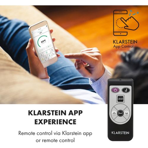 Klarstein Bornholm Single Smart Convection Heater, LED Display, Touch Display, Timer, App Control, 2 Heat Settings 500 & 1000 Watt, Thermostat 5 45°C, Eco Mode, Temperature Display