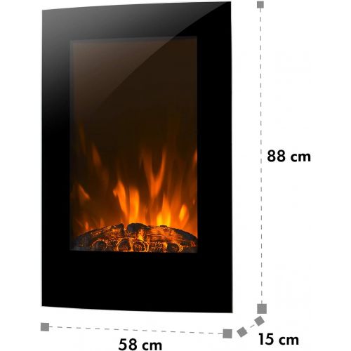 Klarstein Lausanne Vertical Horizontal Electric Wall Fireplace Electric Fireplace Electric Fireplace (Flame Simulation, LED, Low Noise LED, Low Noise Flame Effect