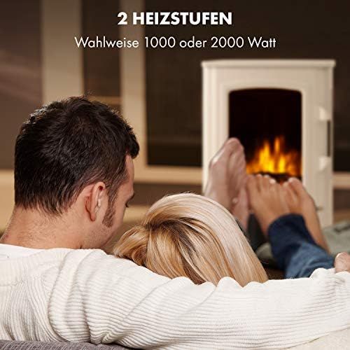  Klarstein Bormio Panorama Electric Fireplace 1000/2000 W Electrical Chimney with 3 Piece Panoramic Viewing Window, Thermostat, Switchable Heating, Overheating Protection, Antique